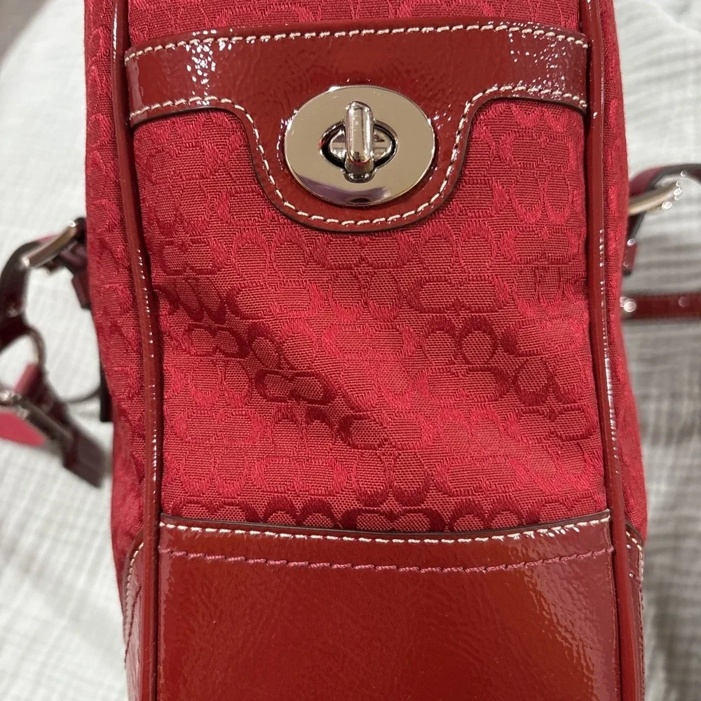 Y2K Coach Signature Gallery Tote Bag F12346 – Red Canvas Logo & matching Wallet - Picture 5 of 16
